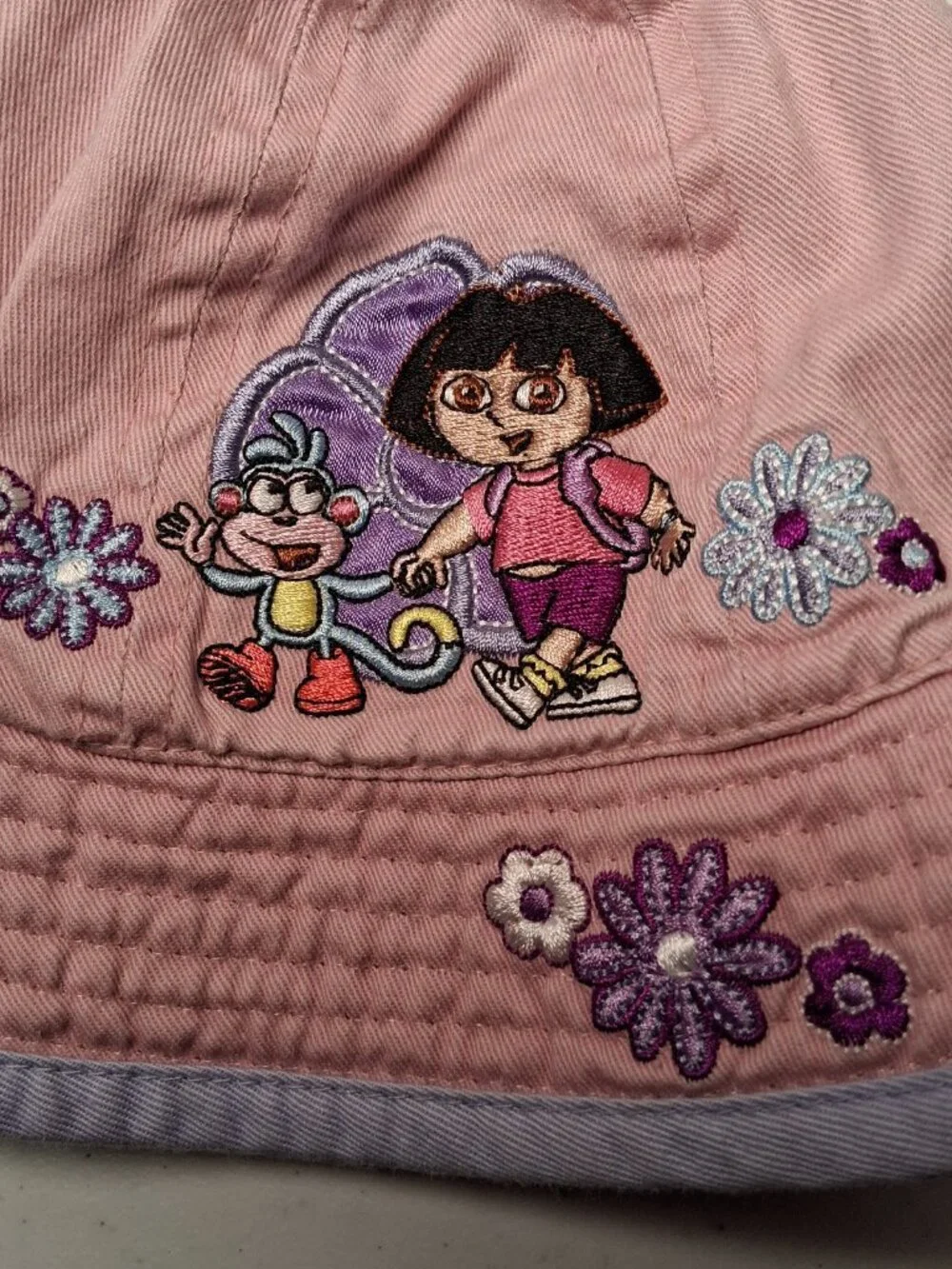 Vintage Nick Jr Dora The Explorer Bucket Hat Infant Girls Pink Purple Cartoon TV